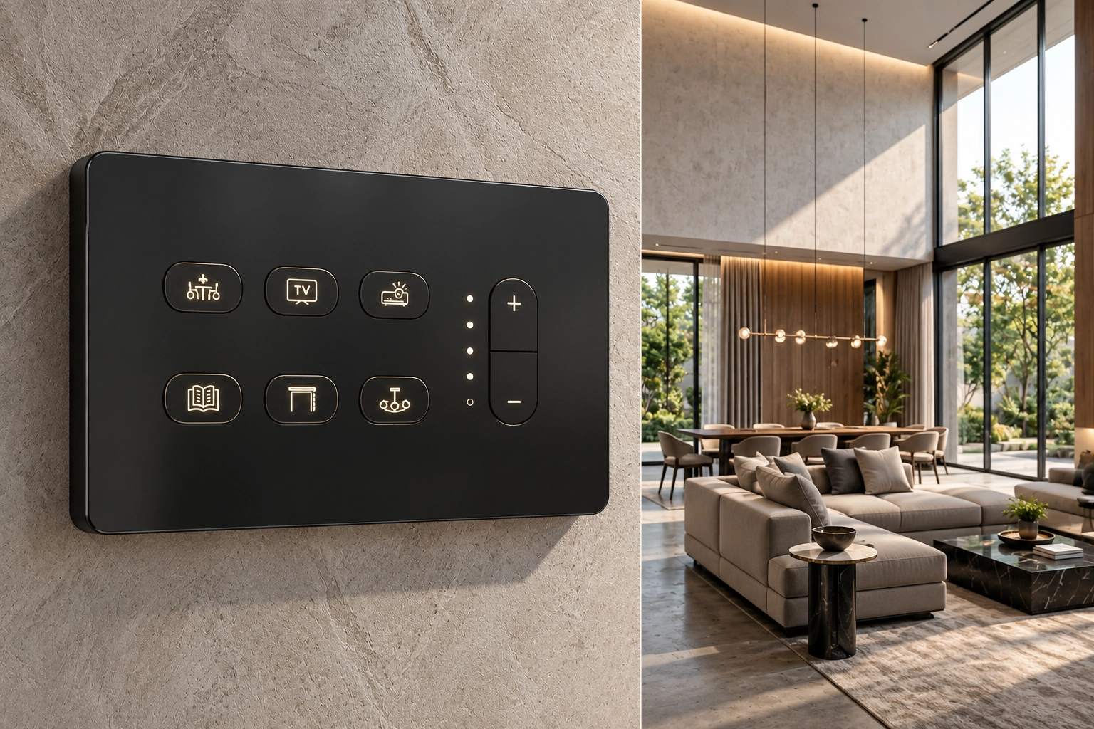 LOFT Brass 6 Switch, 1 Dimmer